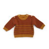 PULL EN TRICOT RAYÉ BICOLORE ROUILLE/CURRY