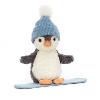 PELUCHE PETIT PINGOUIN SUR SON SNOWBOARD